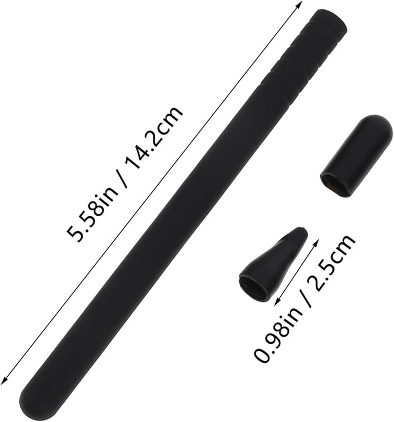 2 Sets Black Silicone Pencil Sleeve Cover Shockproof Lightweight Stylus Protective Cover - Image 3